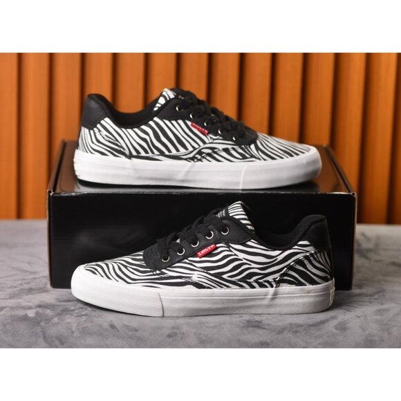 New! Size: 6 Women | Levi's Unisex Naya M Zebra Sneaker | Black & White - Picture 1 of 13